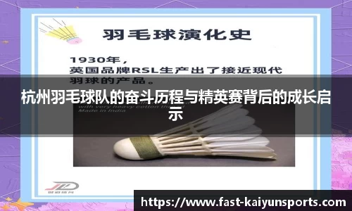 杭州羽毛球队的奋斗历程与精英赛背后的成长启示